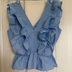 Blue Ruffled Women's Top